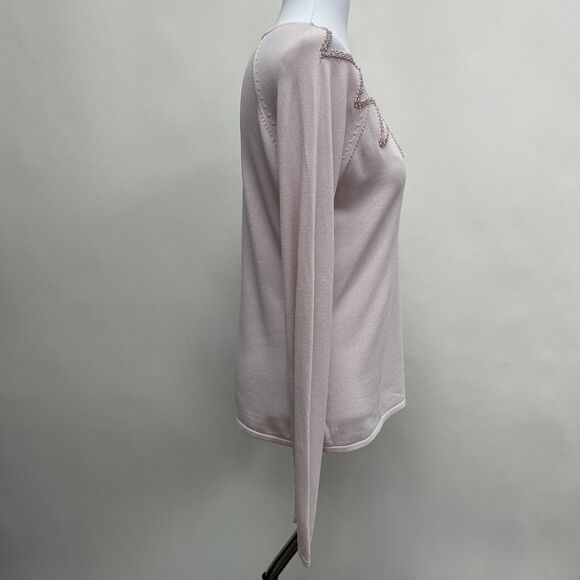 A. D. Originals Women's Top Medim Light Pink Sheer Rhinestones - Picture 7 of 11